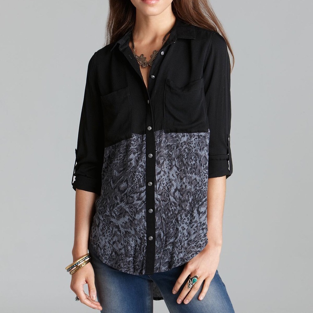 FREE PEOPLE Welcome to Jungle hi-lo tunic shirt S